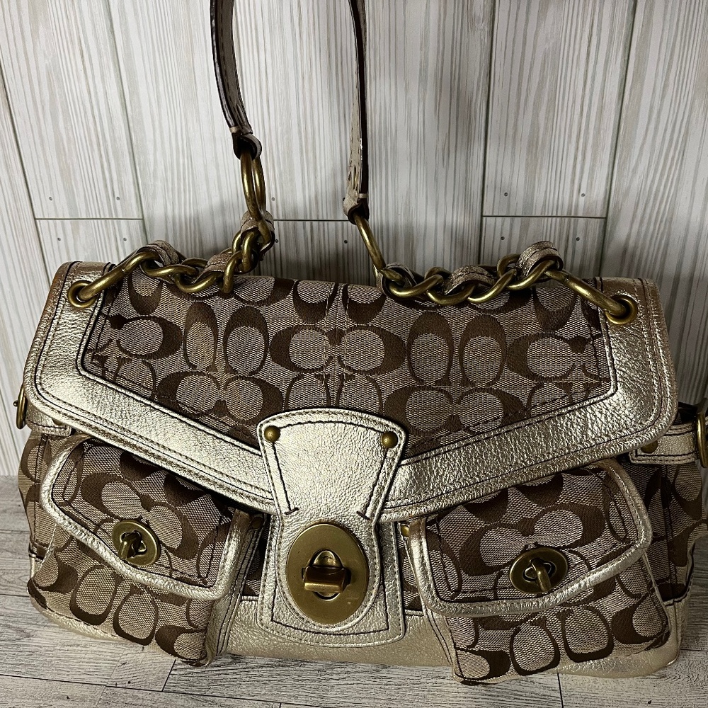 Coach Signature Jacquard Hobo Purse